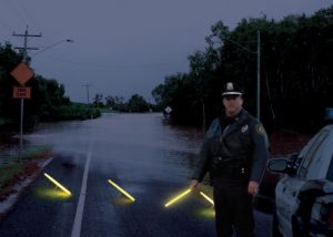 Balisage lumineux au sol pour contrôle routier