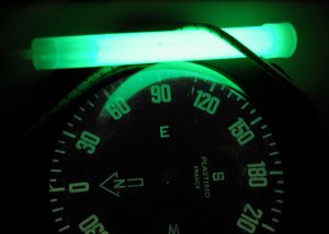 The green Cyalume stick can be used as a compass light