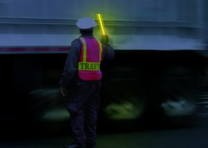 Truck loading inspection by the police