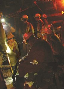 Personal identification of miners by marking their helmets