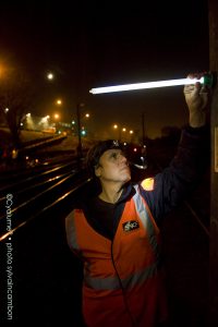 Night lighting for railway infrastructure maintenance