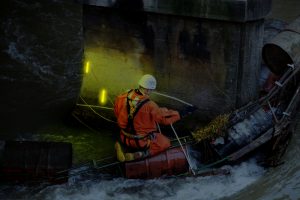 Firefighters rescuing victims during floods