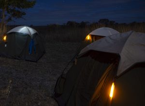 Marking of camping tents with lights