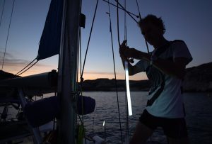 Locating a boat at night when anchored