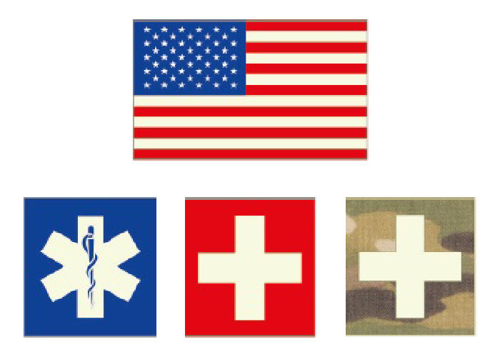 Fahne oder Patch mit nachleuchtenden Kreuzzeichen
