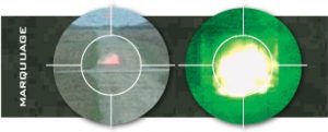 Visible marking with medium 40mm caliber payloads in training