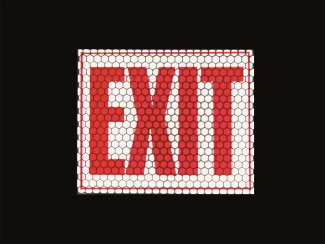 retro reflective photoluminescent Exit panel