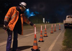 cone adapter with glow stick on safety cone