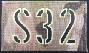 IR identification patch with outlines letters numbers photoluminescent